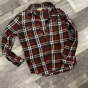 Sonoma Men's orange red Black, and White Plaid Shirt